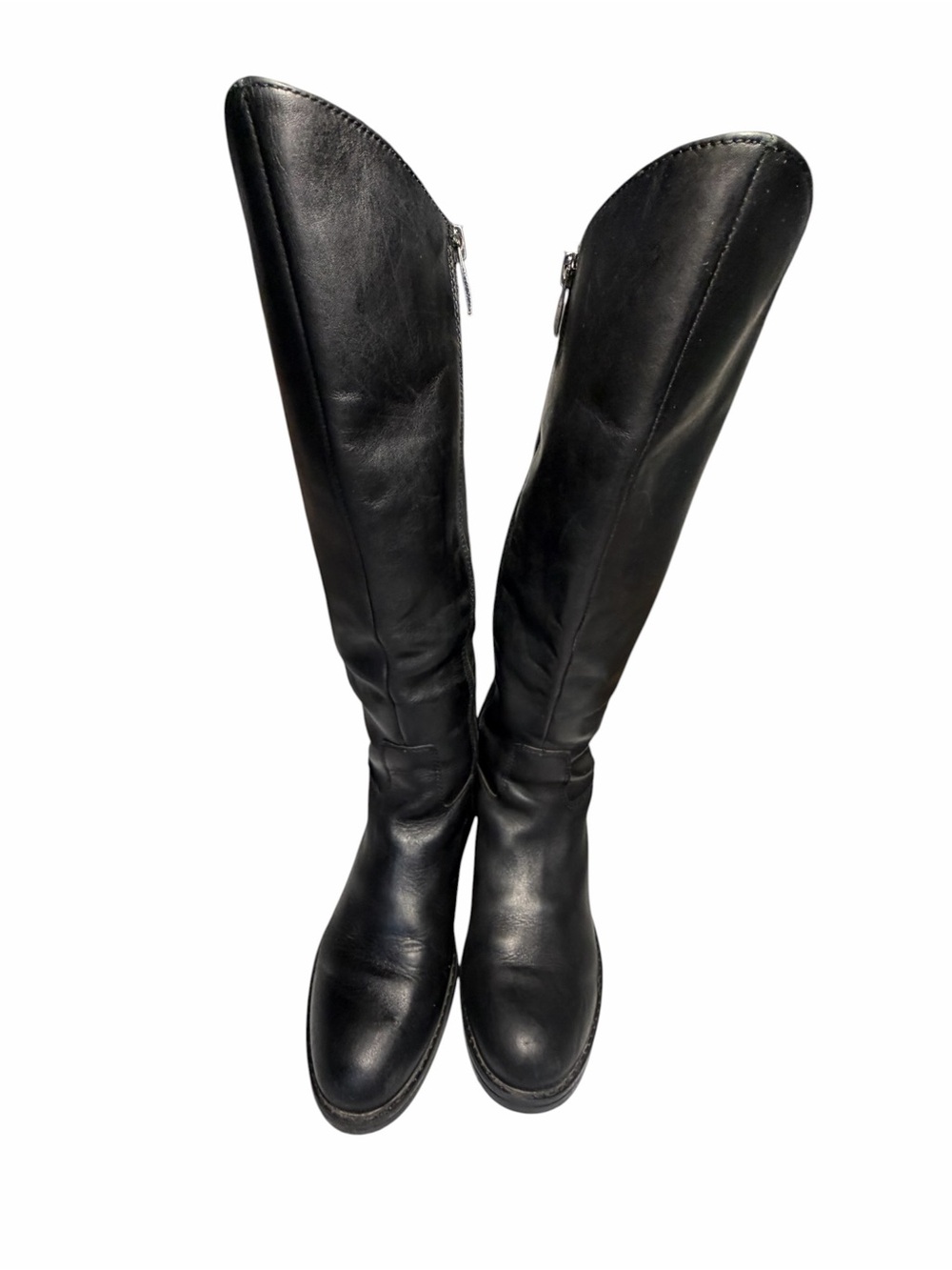 Franco Sarto Centina Black Leather Knee-High Leather Boots - Women's 7.5